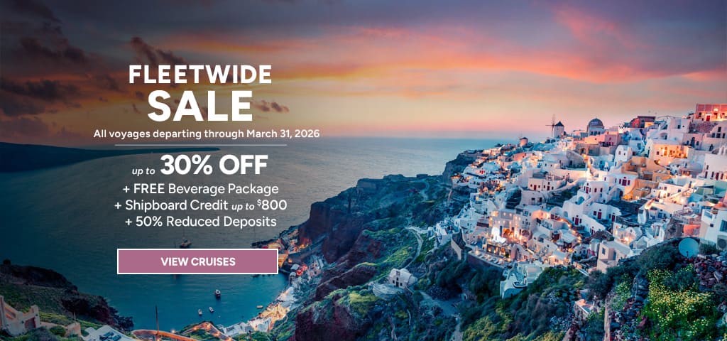 Oceania Cruises Fleetwide Sale, up to 30% off, free beverage package and shipboard credit