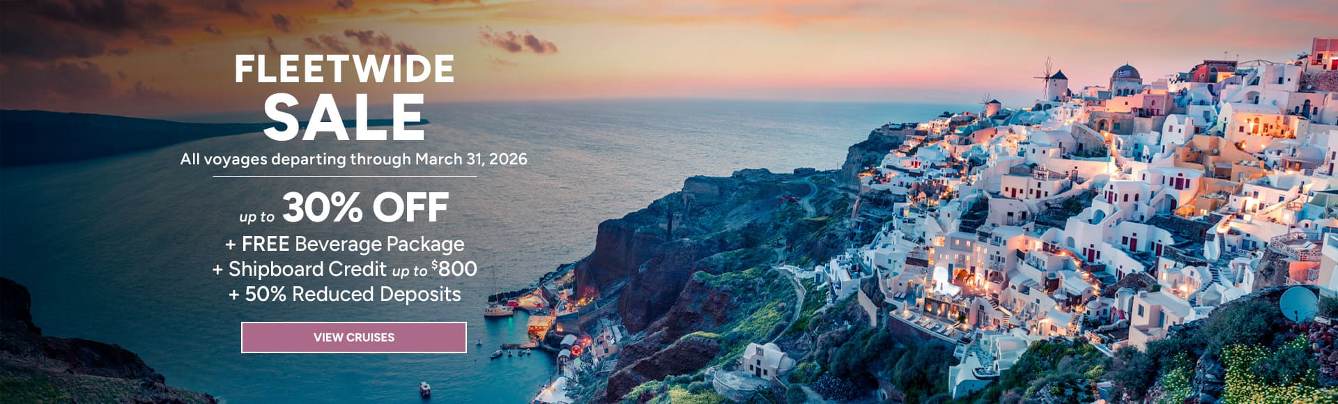 Oceania Cruises Fleetwide Sale, up to 30% off, free beverage package and shipboard credit