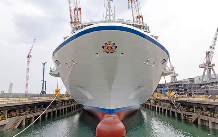 Oceania Cruises Floats Out New Ship Allura at Fincantieri Shipyard In Genoa, Italy