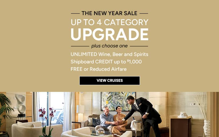 Oceania Cruises New Year Sale: Up to a 4 category upgrade plus prestige beverage package, free shipboard credit or free airfare